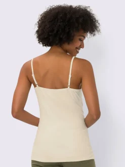 Débardeur en dentelle viscose douce à col en V bretelles fines