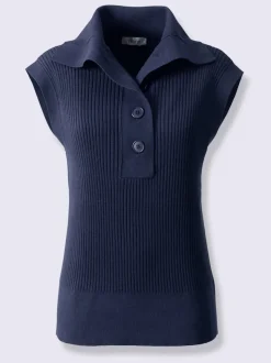Débardeur en tricot 2 types de cols : col montant ou à revers