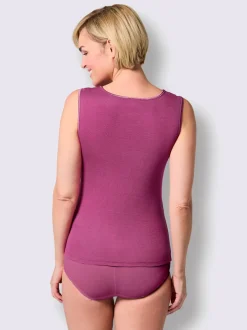Débardeur femme empiècement broderie anglaise