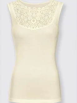 Débardeur femme empiècement broderie anglaise