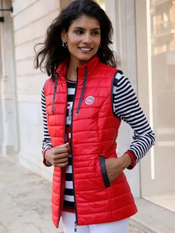 Gilet matelassé à col montant et poches contrastées