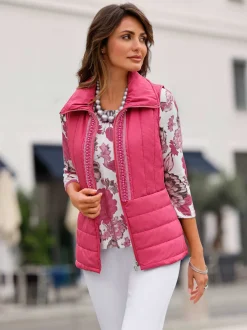 Gilet matelassé élégante application de perles