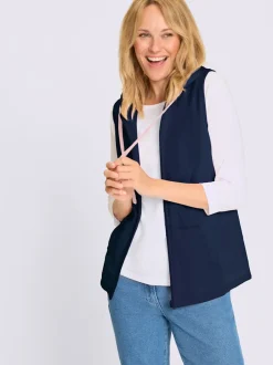 Gilet sweat capuche avec coulisse et lien à nouer