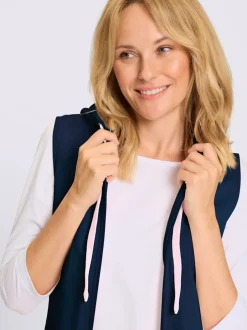 Gilet sweat capuche avec coulisse et lien à nouer