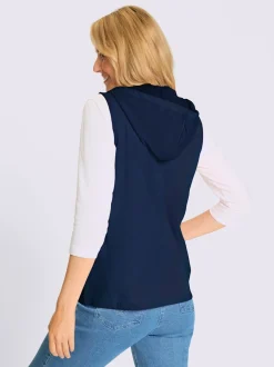 Gilet sweat capuche avec coulisse et lien à nouer