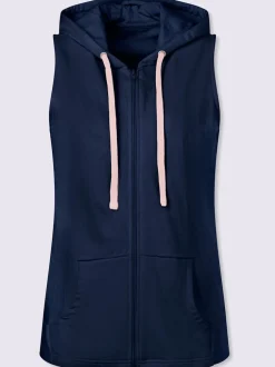 Gilet sweat capuche avec coulisse et lien à nouer
