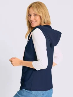 Gilet sweat capuche avec coulisse et lien à nouer
