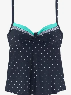 Haut de maillot de bain à armatures mélange tendance de rayures et de pois