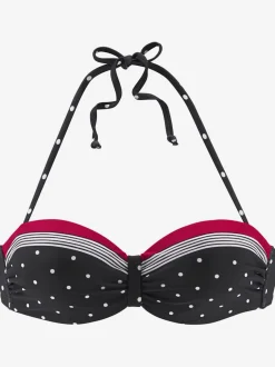 Haut de maillot de bain bandeau mélange élégant de rayures et de pois