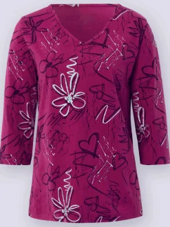 Haut à encolure en V imprimé floral graphique