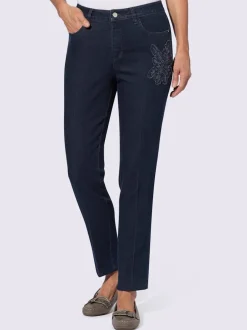 Jean application avec broderie et paillettes