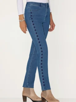 Jean broderie cœur le long de la couture latérale