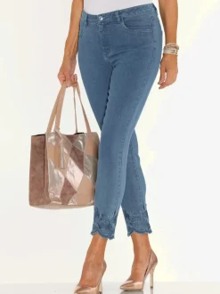 Jean 7/8 broderie florale