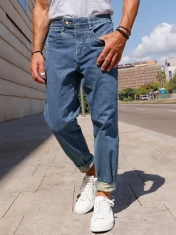 Jean ceinture élastique confortable 4 poches