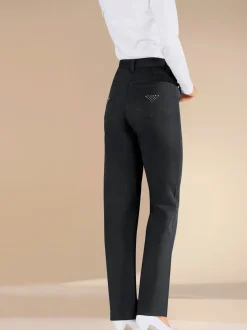 Jean coupe droite avec ceinture élastique au dos
