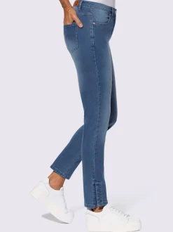Jean délavé en denim avec passants et empiècement dos