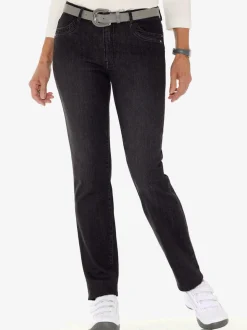 Jean droit en denim avec ceinture et passants