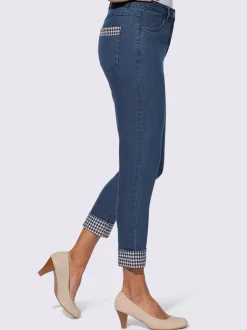 Jean droit à revers carreaux en bas des jambes