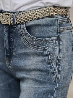 Jean en denim extensible coupe régulière avec poches avant et arrière