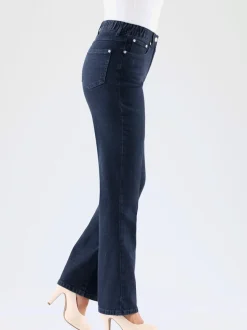 Jean femme coupe droite ceinture élastique