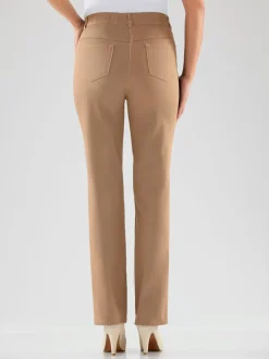 Jean femme coupe droite taille haute poches zippées