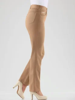 Jean femme coupe droite taille haute poches zippées
