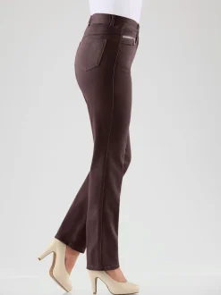 Jean femme coupe droite taille haute poches zippées