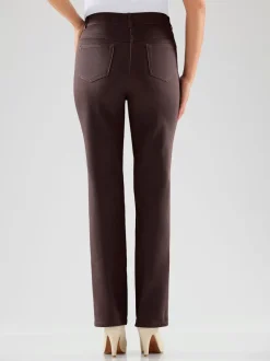 Jean femme coupe droite taille haute poches zippées