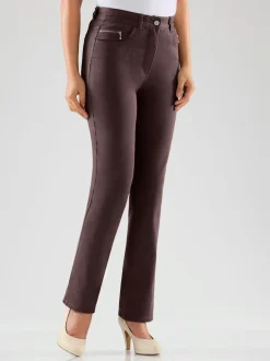Jean femme coupe droite taille haute poches zippées