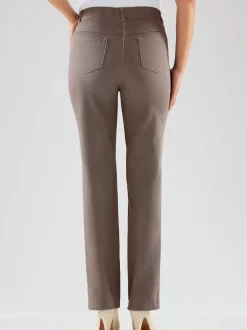 Jean femme coupe droite taille haute poches zippées