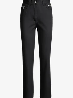 Jean femme coupe droite taille haute poches zippées