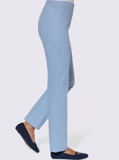 Jean femme droit effet délavé ceinture élastique