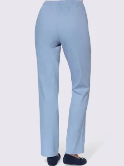Jean femme droit effet délavé ceinture élastique