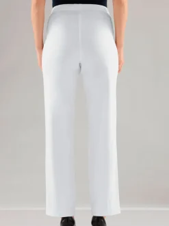 Jean femme droit effet délavé ceinture élastique