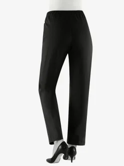 Jean femme droit effet délavé ceinture élastique
