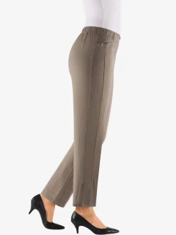 Jean femme droit effet délavé ceinture élastique