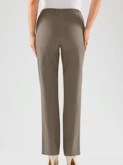 Jean femme droit effet délavé ceinture élastique