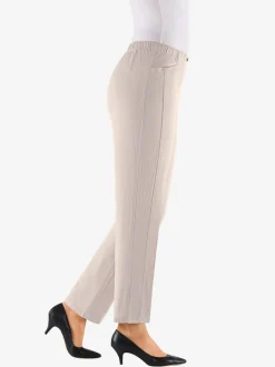 Jean femme droit effet délavé ceinture élastique