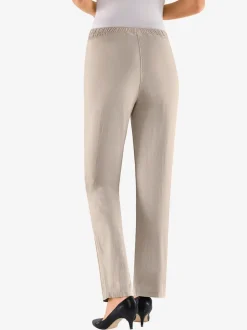 Jean femme droit effet délavé ceinture élastique