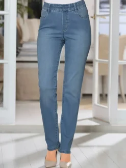 Jean femme tendance ventre plat ceinture élastique