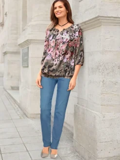 Jean femme tendance ventre plat ceinture élastique