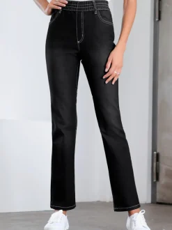 Jean femme tendance ventre plat ceinture élastique