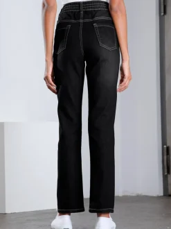Jean femme tendance ventre plat ceinture élastique