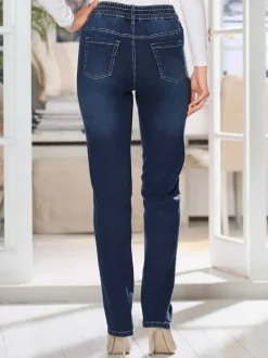 Jean femme tendance ventre plat ceinture élastique
