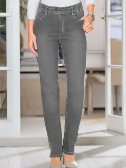 Jean femme tendance ventre plat ceinture élastique