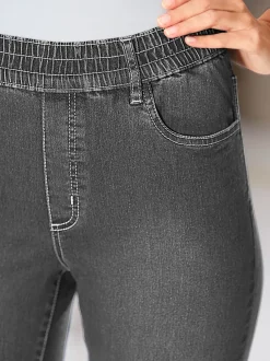 Jean femme tendance ventre plat ceinture élastique