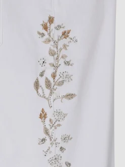 Jean 5 poches broderie et pierres brillantes