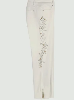 Jean 5 poches broderie et pierres brillantes
