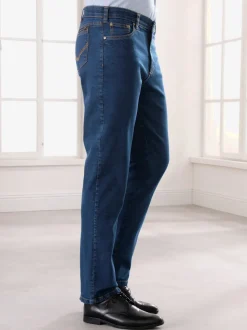 Jean 5 poches ceinture élastique intérieure confortable.