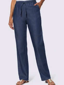 Jean pur coton coupe ample avec ceinture élastique et 2 poches